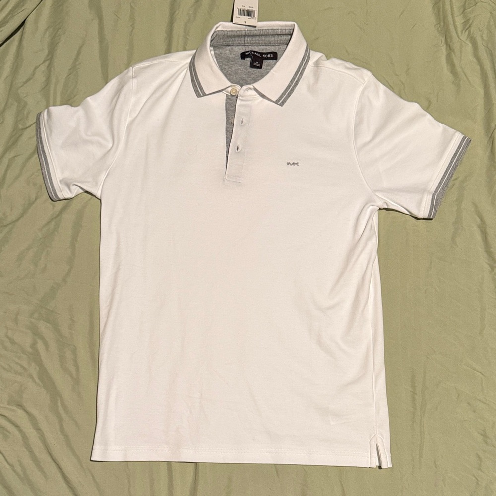 Michael Kors White Polo Shirt with Gray Details